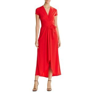 MICHAEL Michael Kors Cap-Sleeve Wrap Maxi Dress – Geranium Red (XS)